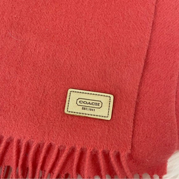 Coach Cashmere Wool Blend Orange Scarf - Picture 2 of 3